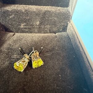 Elegant Silver and Green Earrings